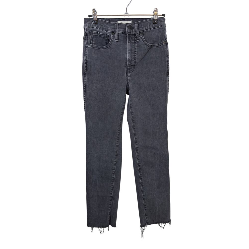 Madewell Stovepipe Jeans Womens 25 Black High Rise Raw Hem Banberry Wash